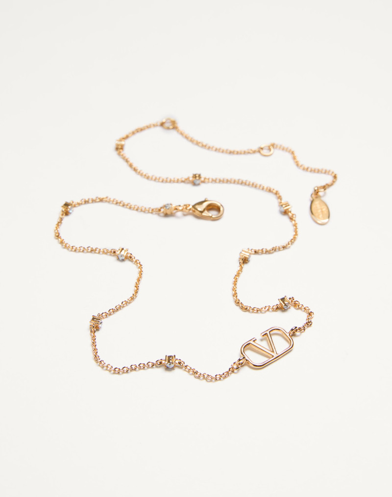 MINI VLOGO SIGNATURE NECKLACE IN METAL AND SWAROVSKI® CRYSTALS 3
