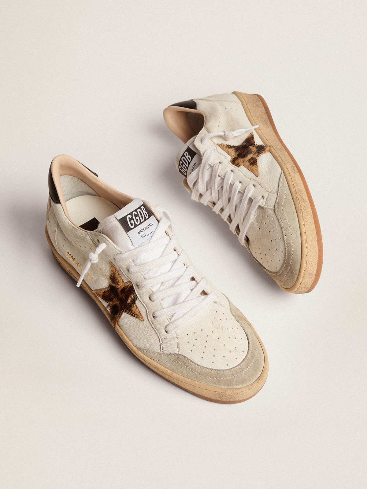 Golden Goose Ball Star sneakers with leopard-print pony skin