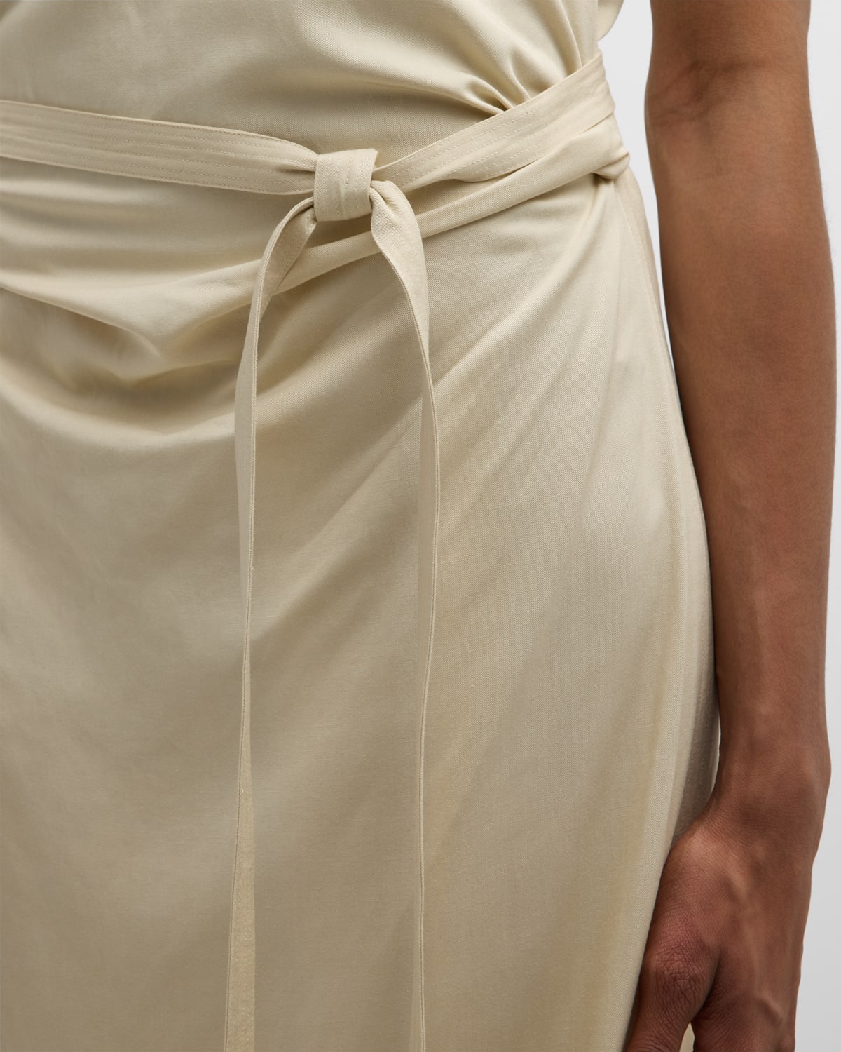 Ruched Sleeveless Tie-Waist Fluid Maxi Dress - 5
