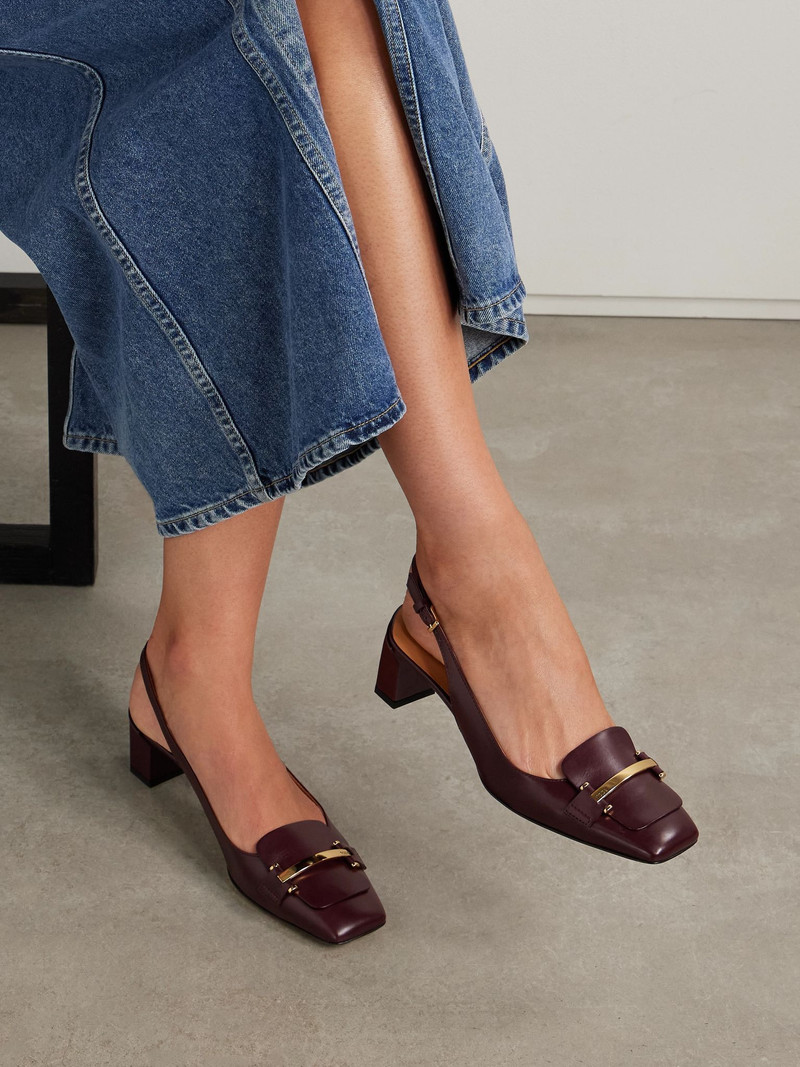 Tod's Cuoio embellished leather pumps Burgundy outlook