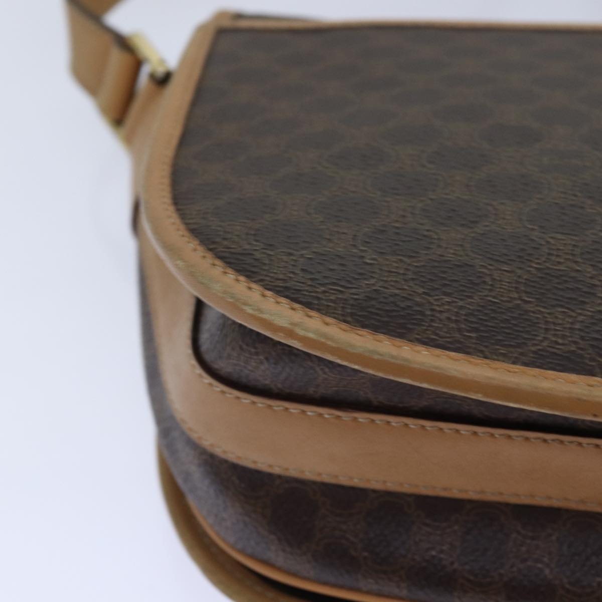 CELINE Macadam Canvas Shoulder Bag Pvc Leather Brown Gold - 16
