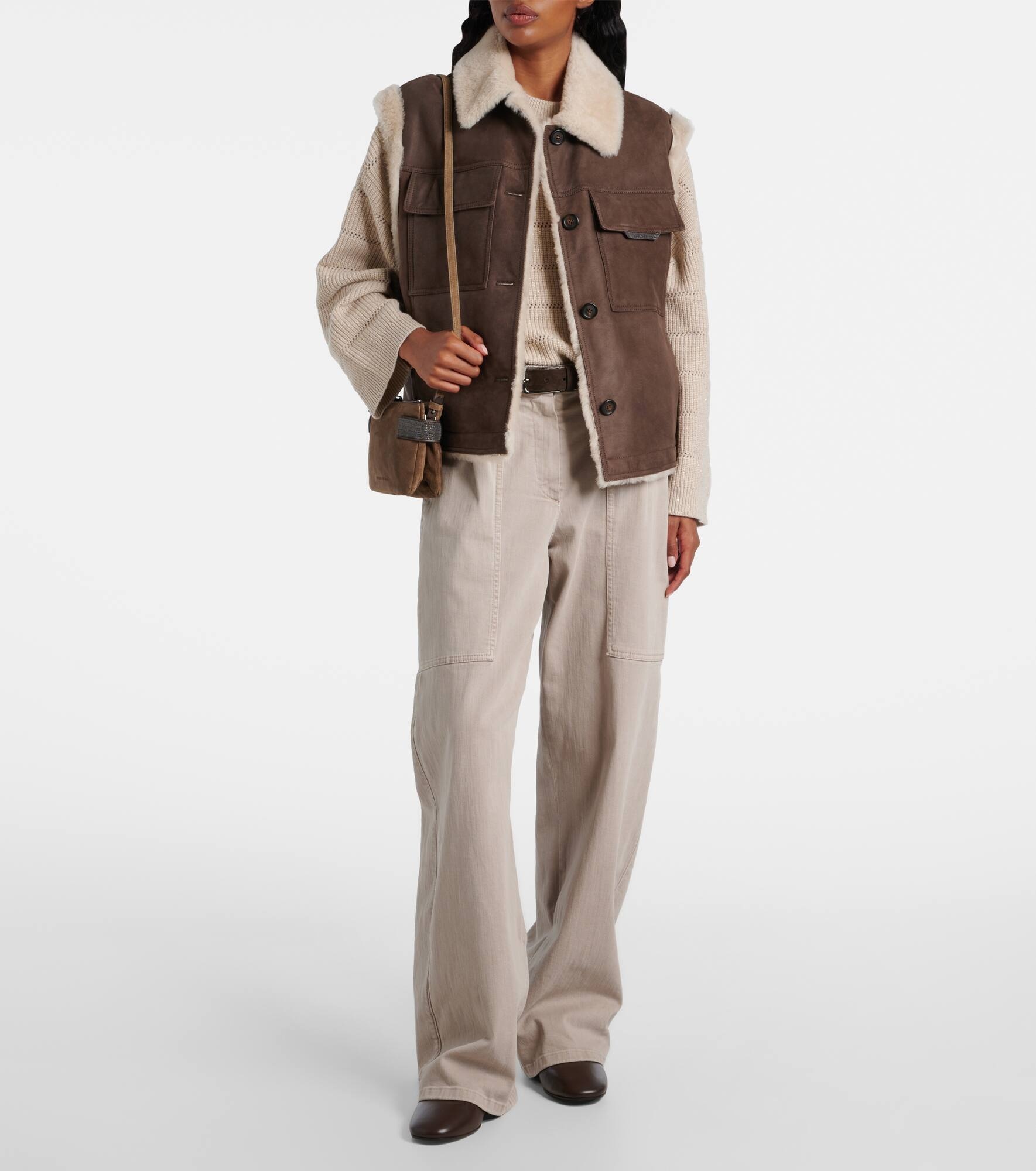 Shearling-lined suede vest - 2