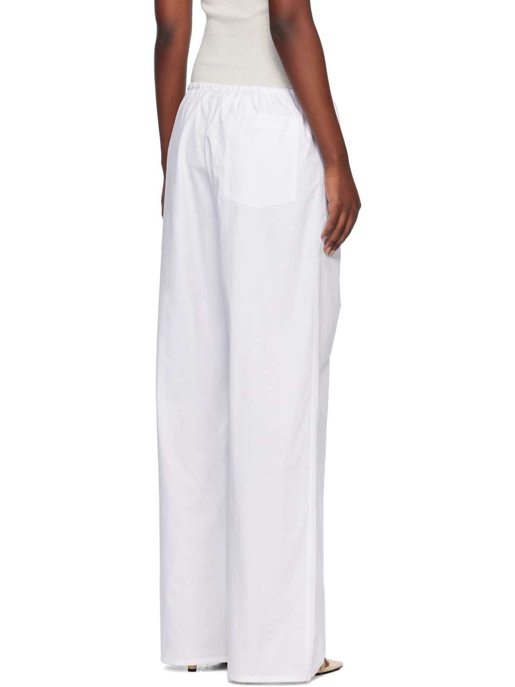 White Drawcord Trousers - 3