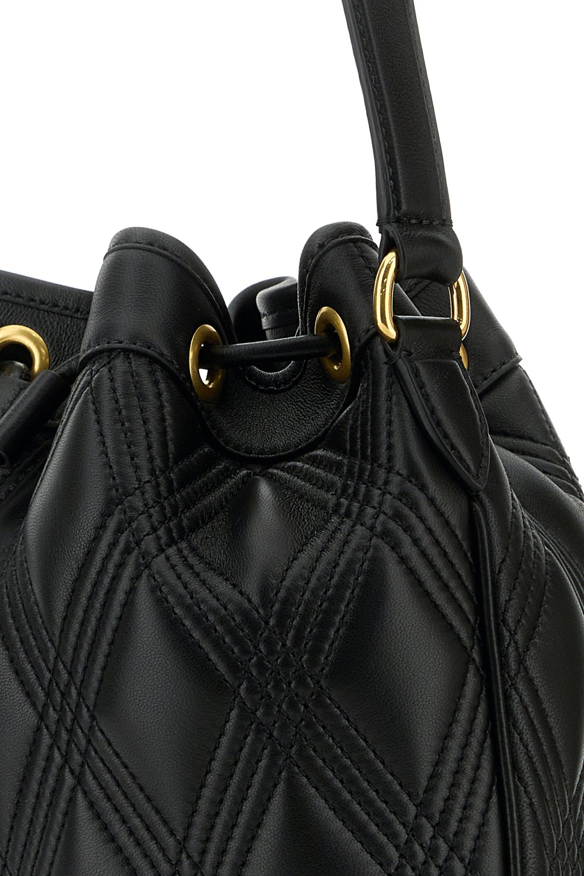 Black nappa leather Quiltie bucket bag - 4