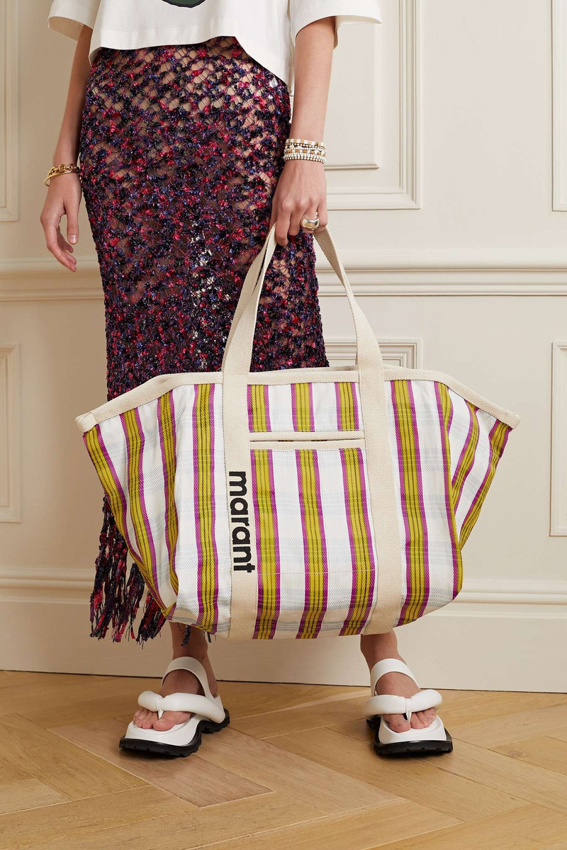 Isabel Marant Darwen Warden striped canvas tote outlook