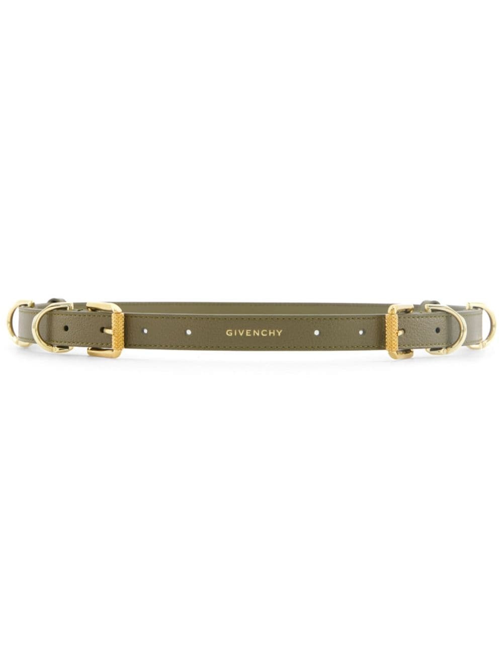 double-buckle leather belt - 1