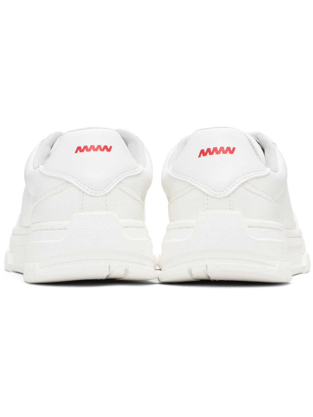 White Faux-Leather Zigzag Detailing Sneakers - 2
