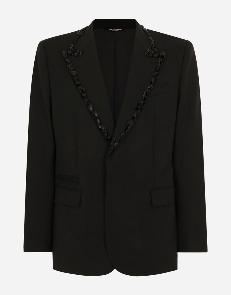 Sicilia single-breasted tuxedo jacket with rhinestones - 1