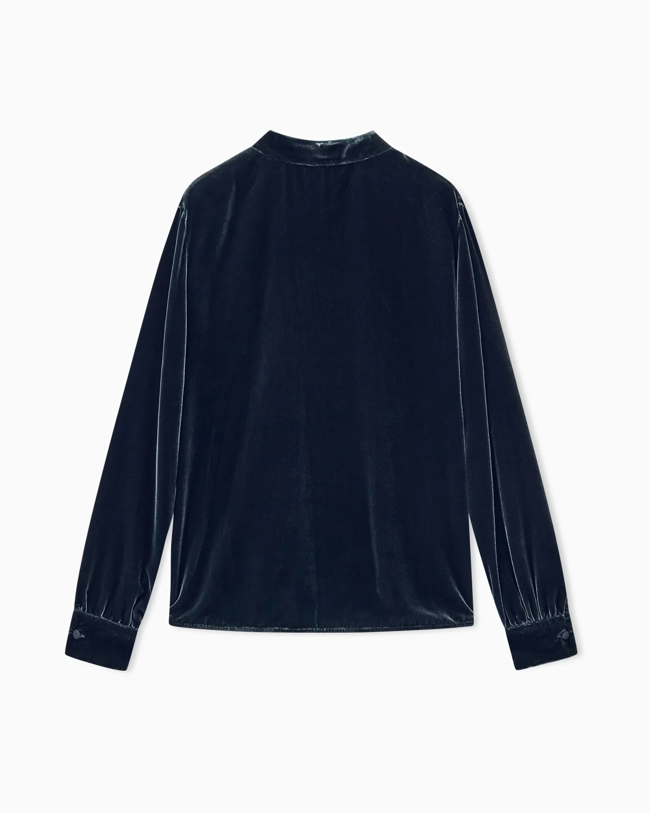 SHIRT REGULAR FIT VELVET WITH STAND-UP COLLAR AND RIBBONS - 1