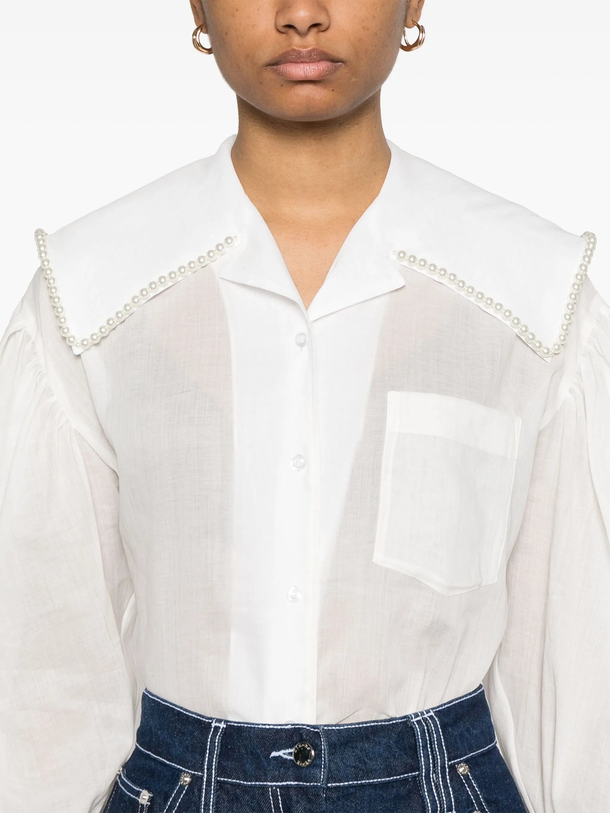 Sailor-collar Puff-sleeves Shirt - 2