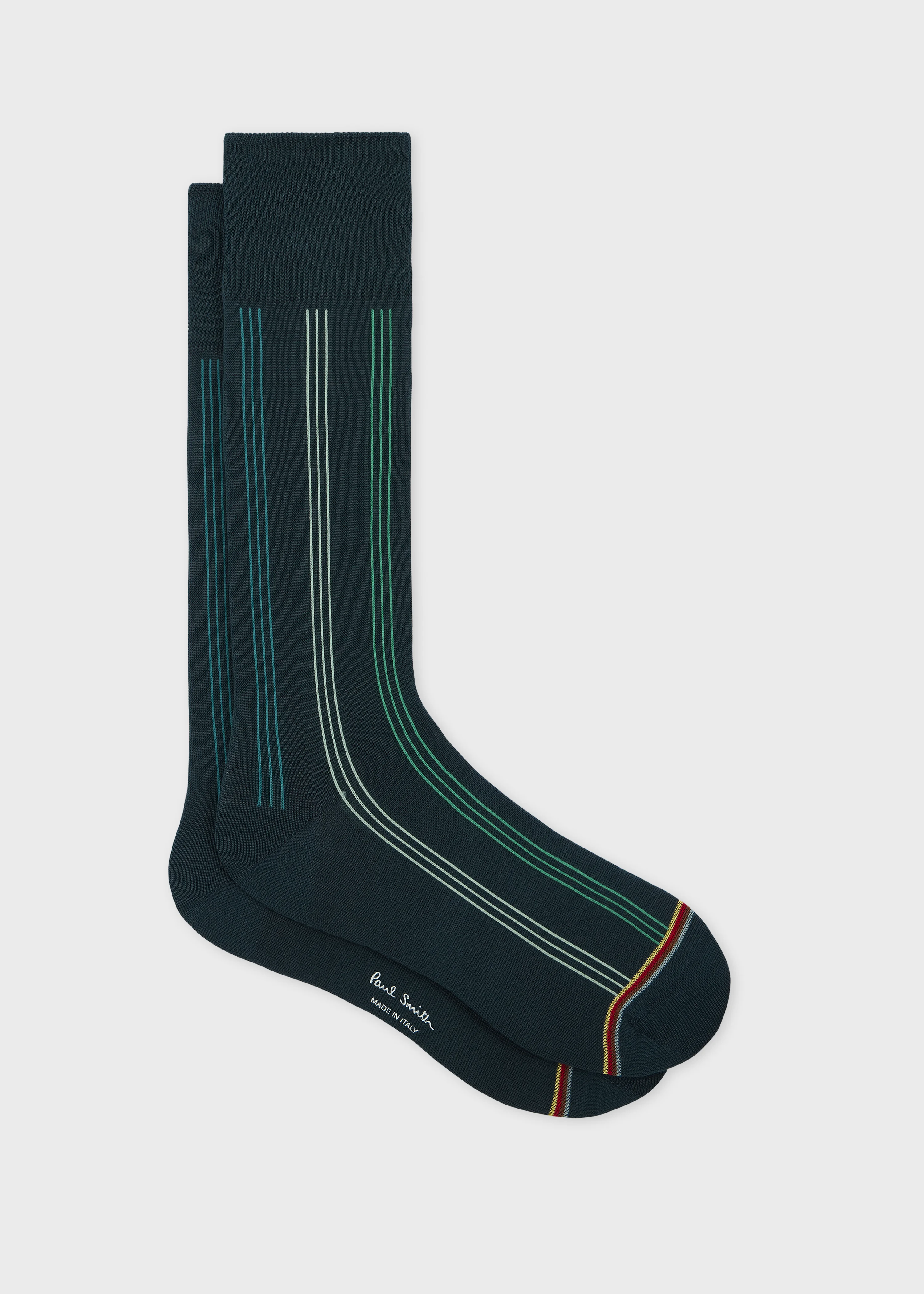 Green Contrasting Stripe Socks - 1