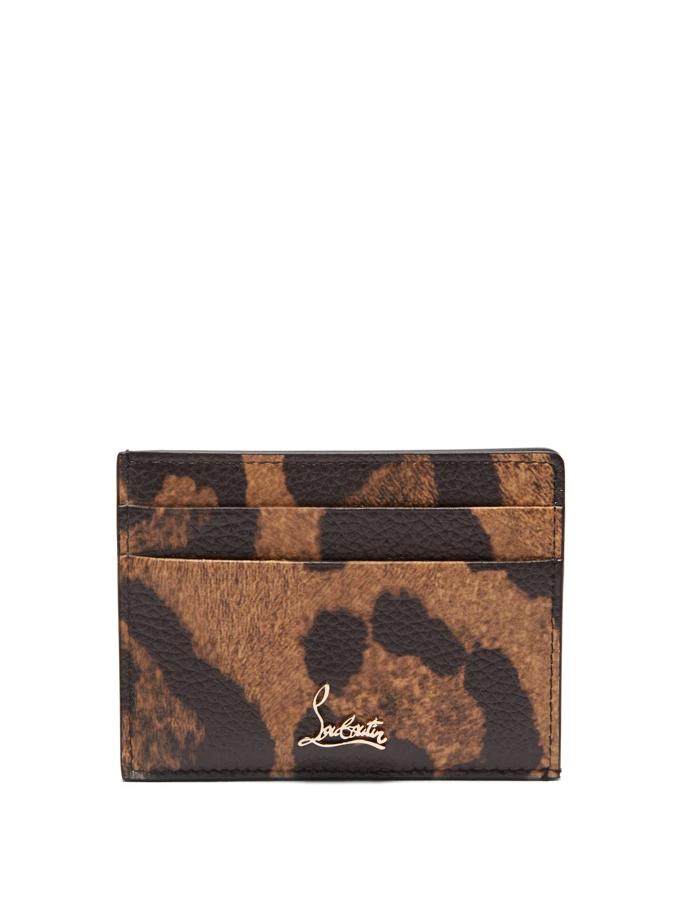 Kios leopard-print leather cardholder - 1