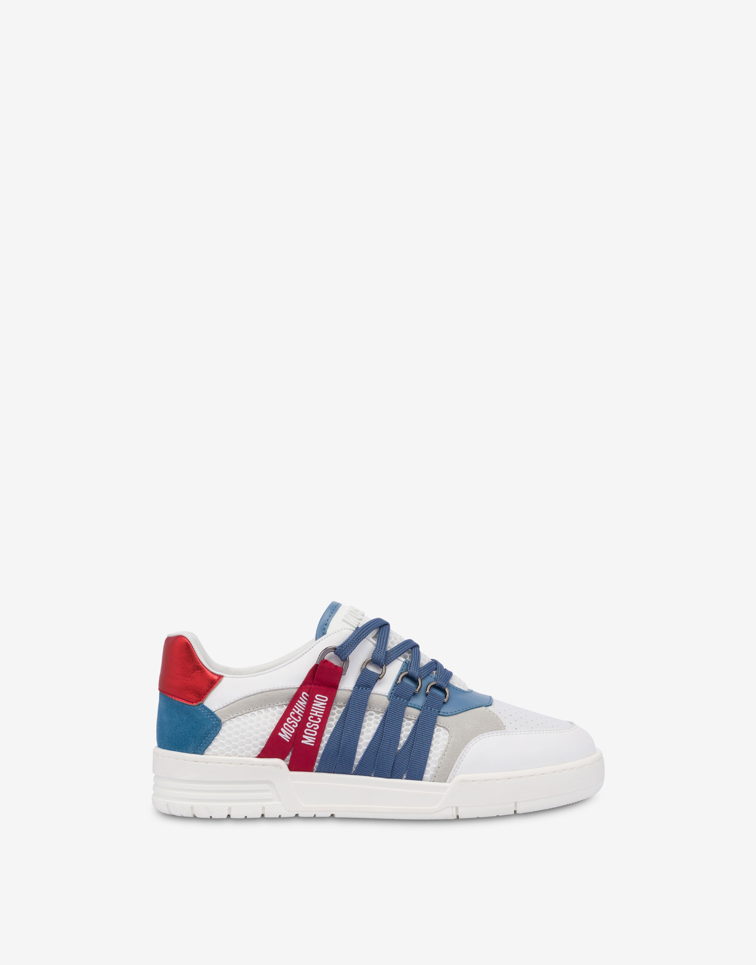 CALFSKIN, MESH AND SPLIT LEATHER STREETBALL SNEAKERS - 2