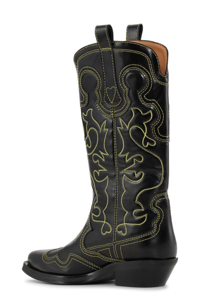 GANNI BLACK/YELLOW MID SHAFT EMBROIDERED WESTERN BOOTS outlook