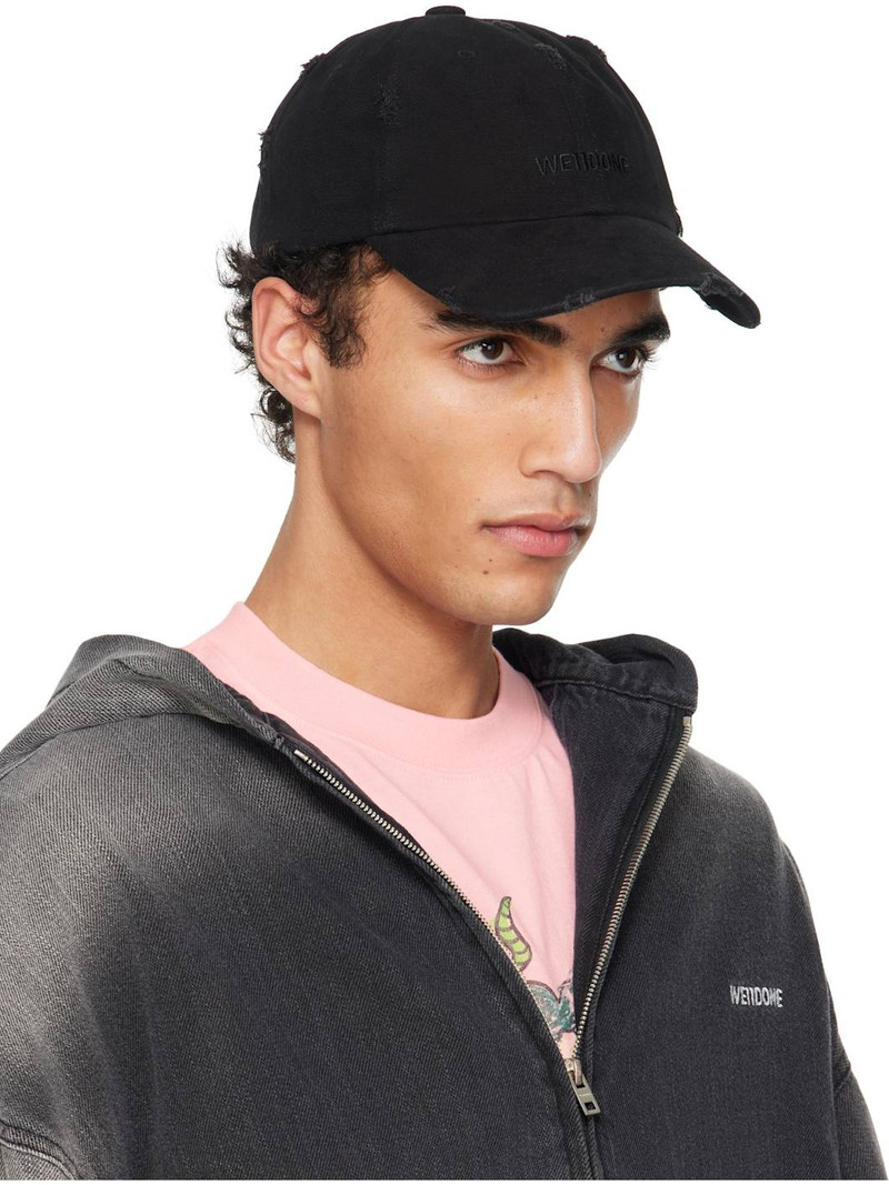 We11done Black Distressed Logo Embroidered Cap outlook