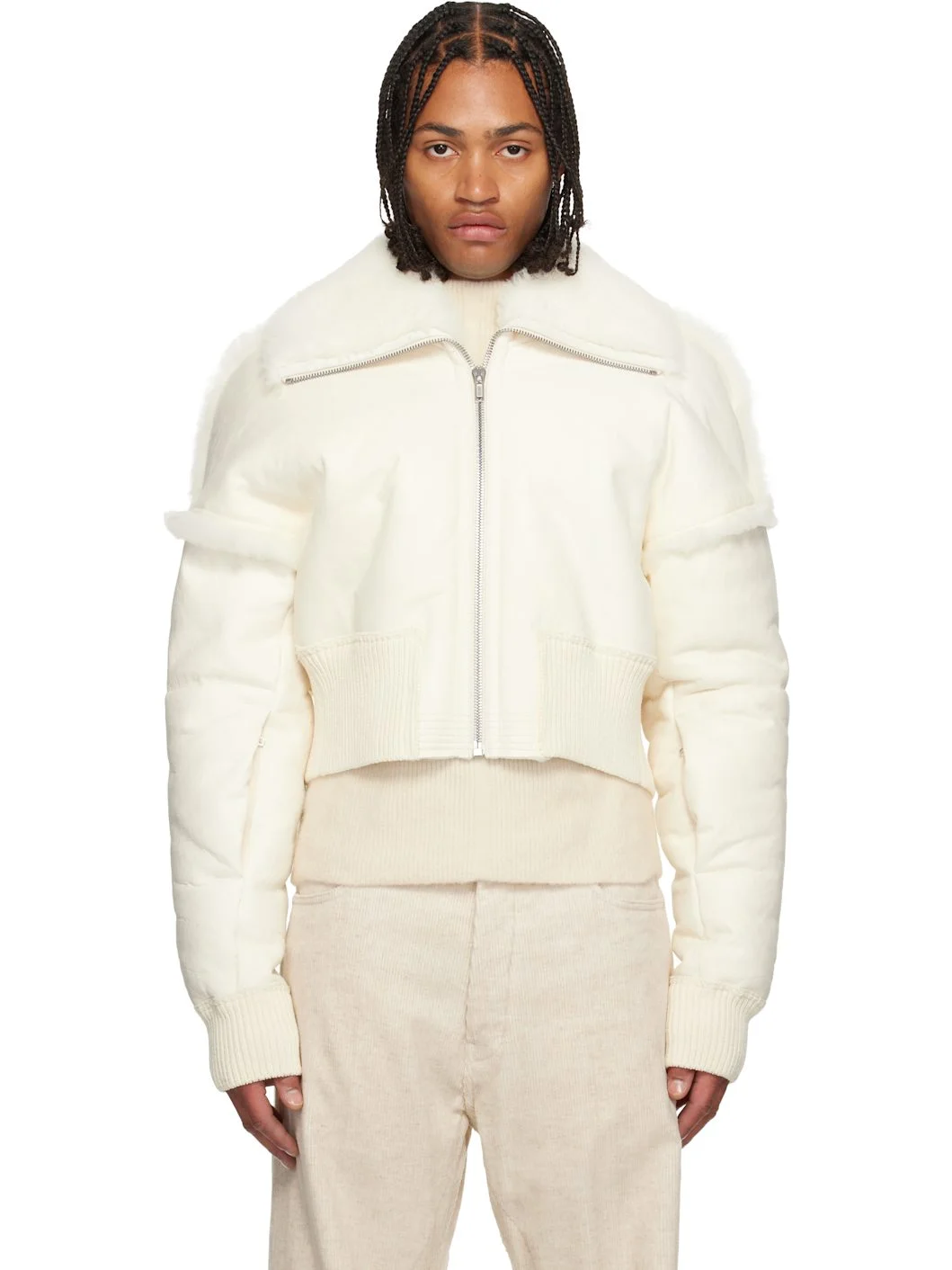 Off-White Concordians Flight Cropped Shearling Jacket - 1