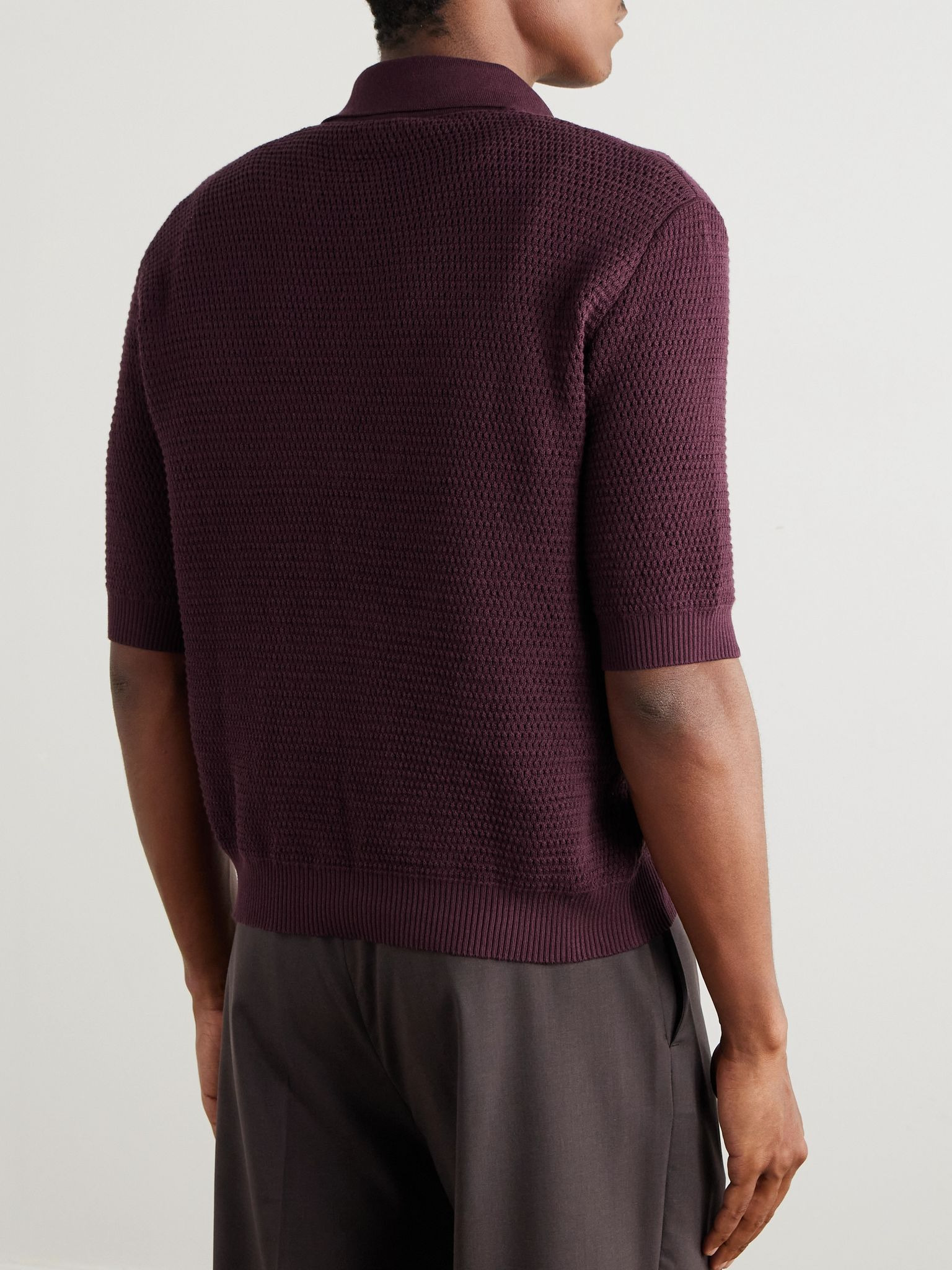 Honeycomb Organic Cotton Polo Shirt Purple - 4