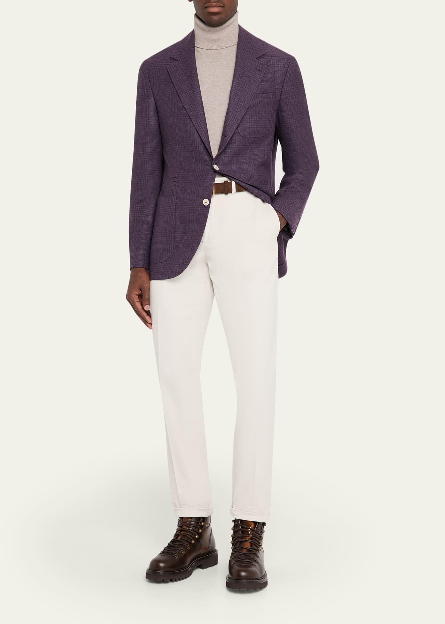 Men's Tonal Prince of Wales Patch-Pocket Sport Coat - 2