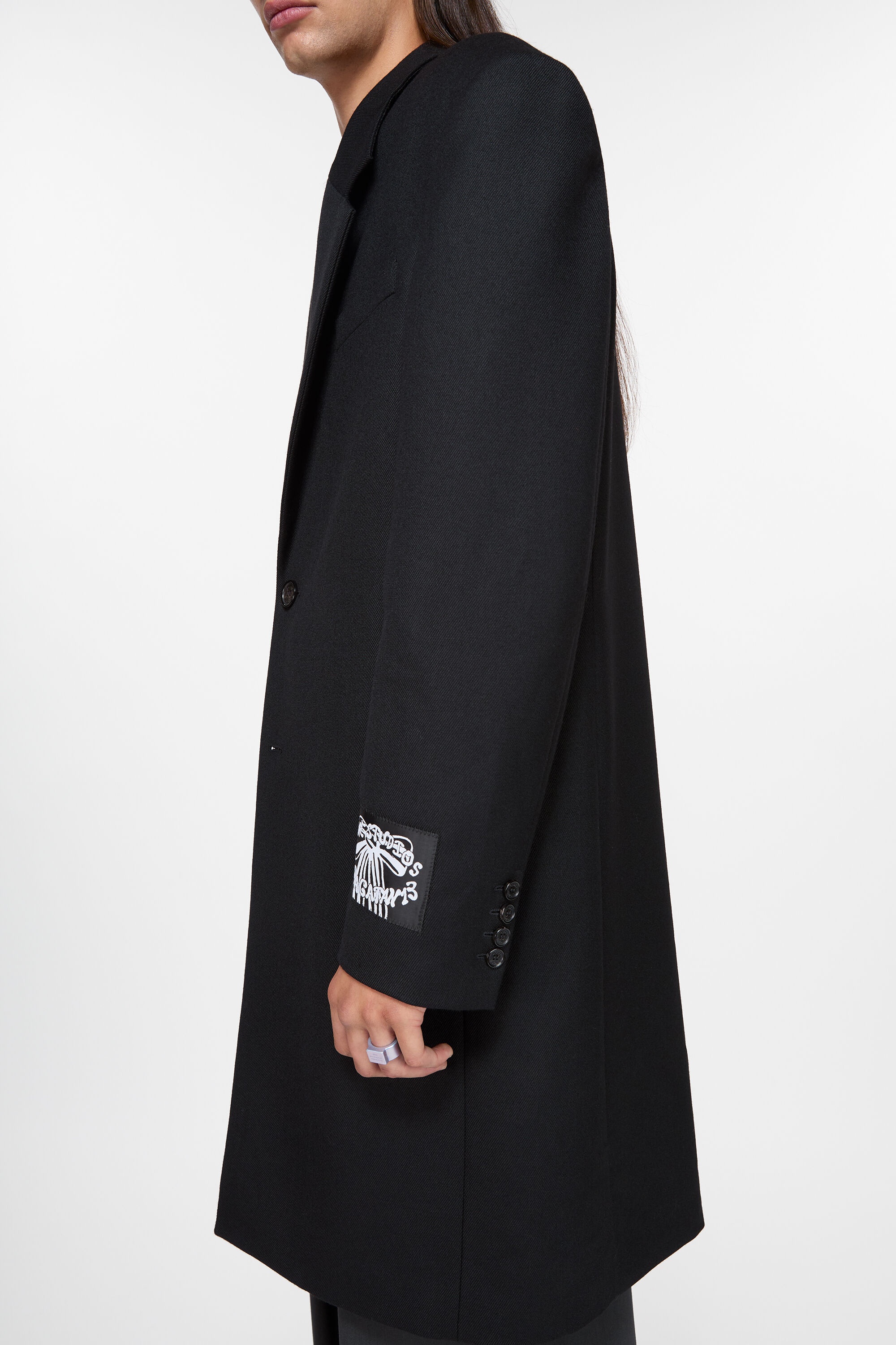 Single-breasted wool coat - Black - 6