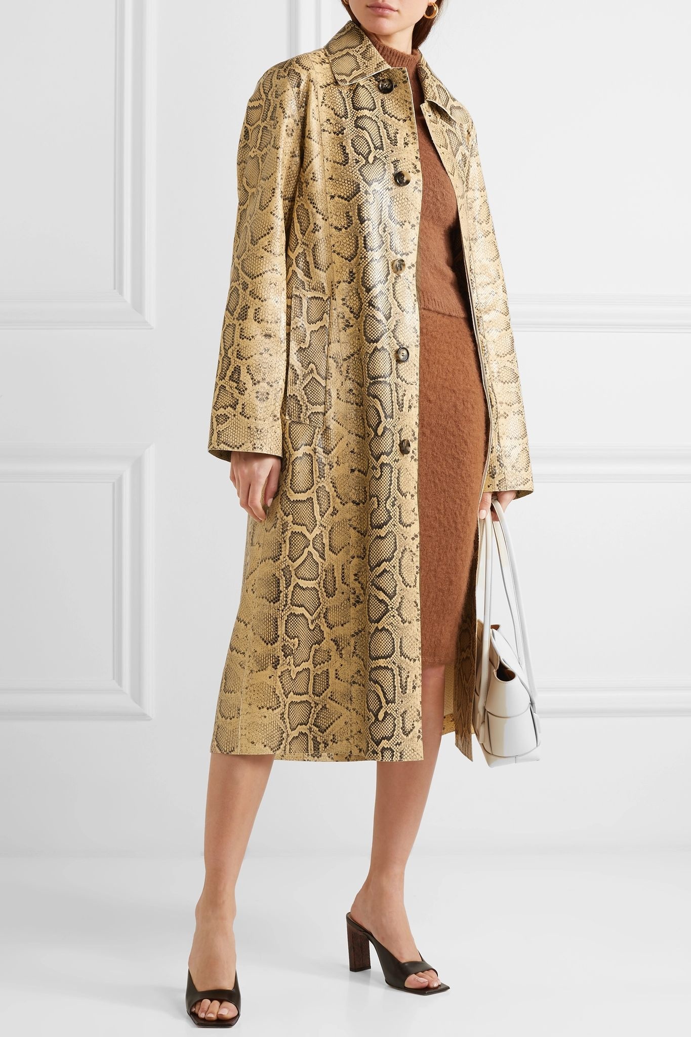 Snake-effect leather trench coat - 2