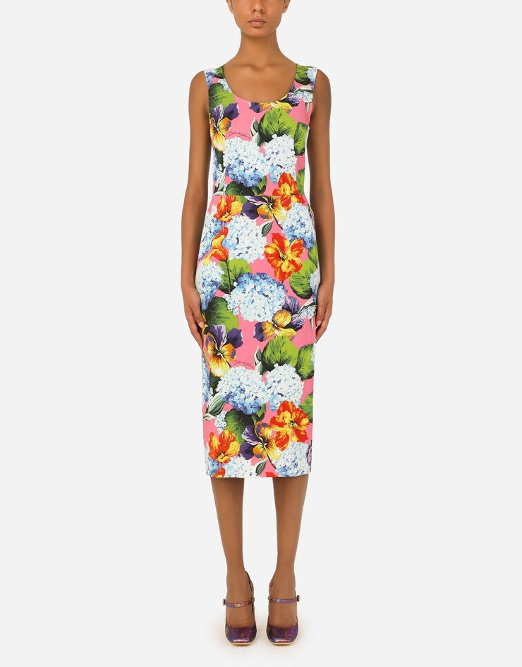 Hydrangea-print cady midi dress - 1