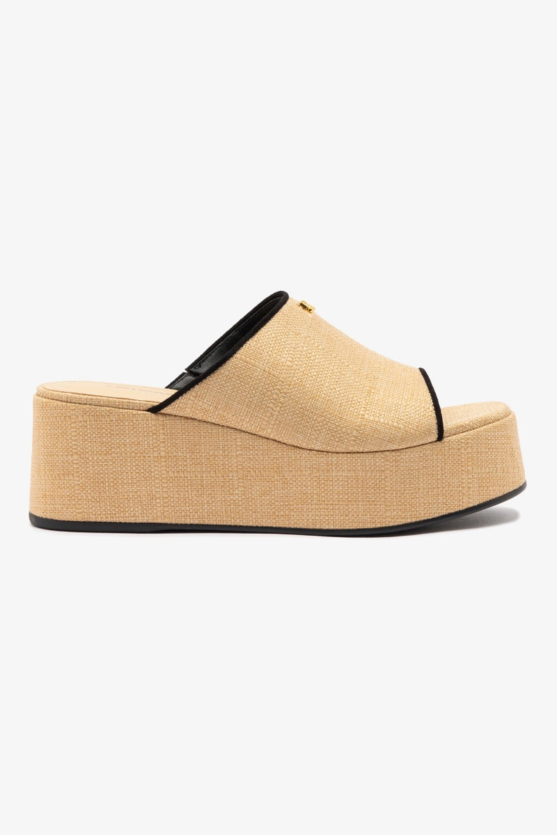 Charli Mule In Beige Raffia and Black Trimming 1