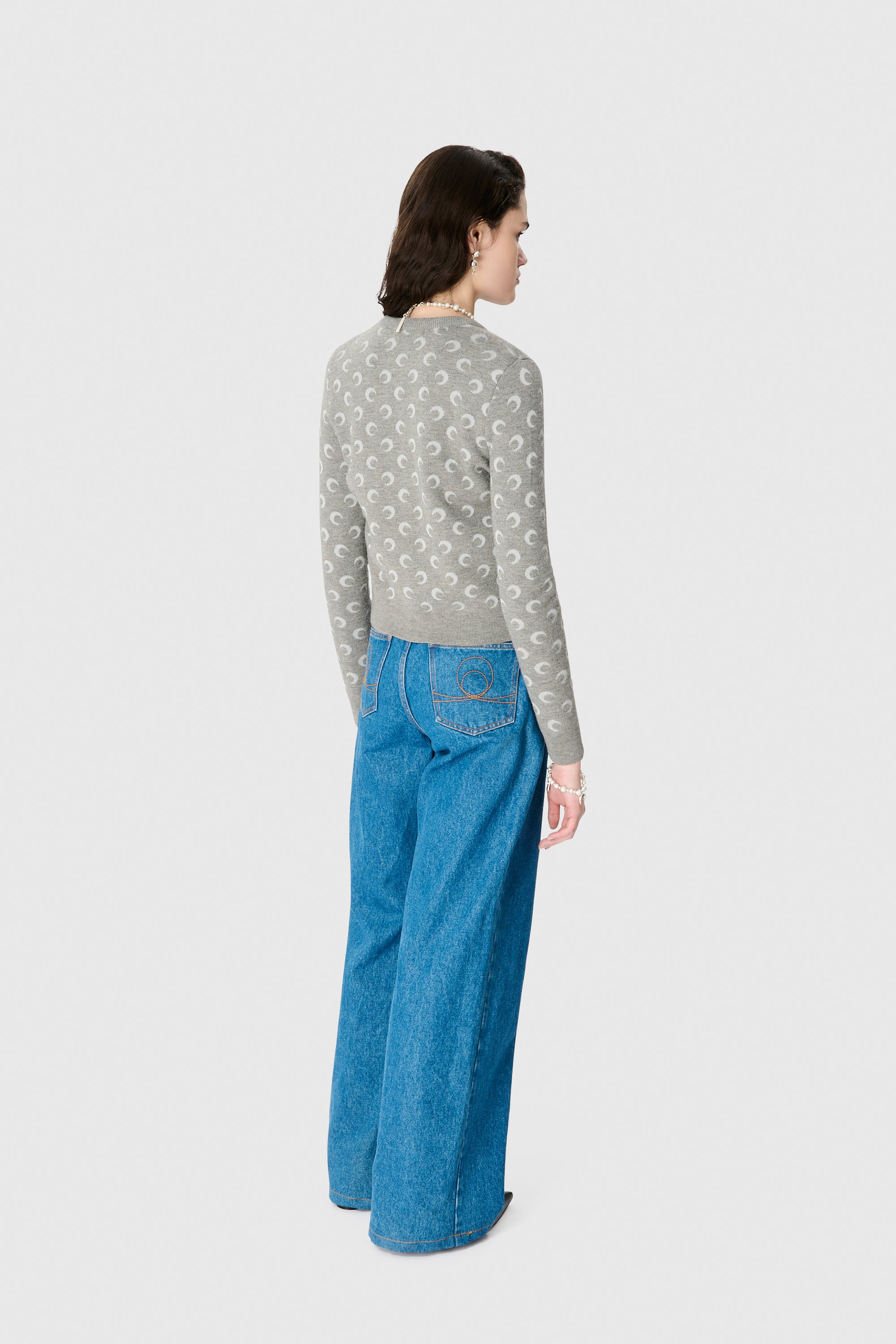 Moon Laser Blue Wash Denim High-Waist Flare Jeans - 3