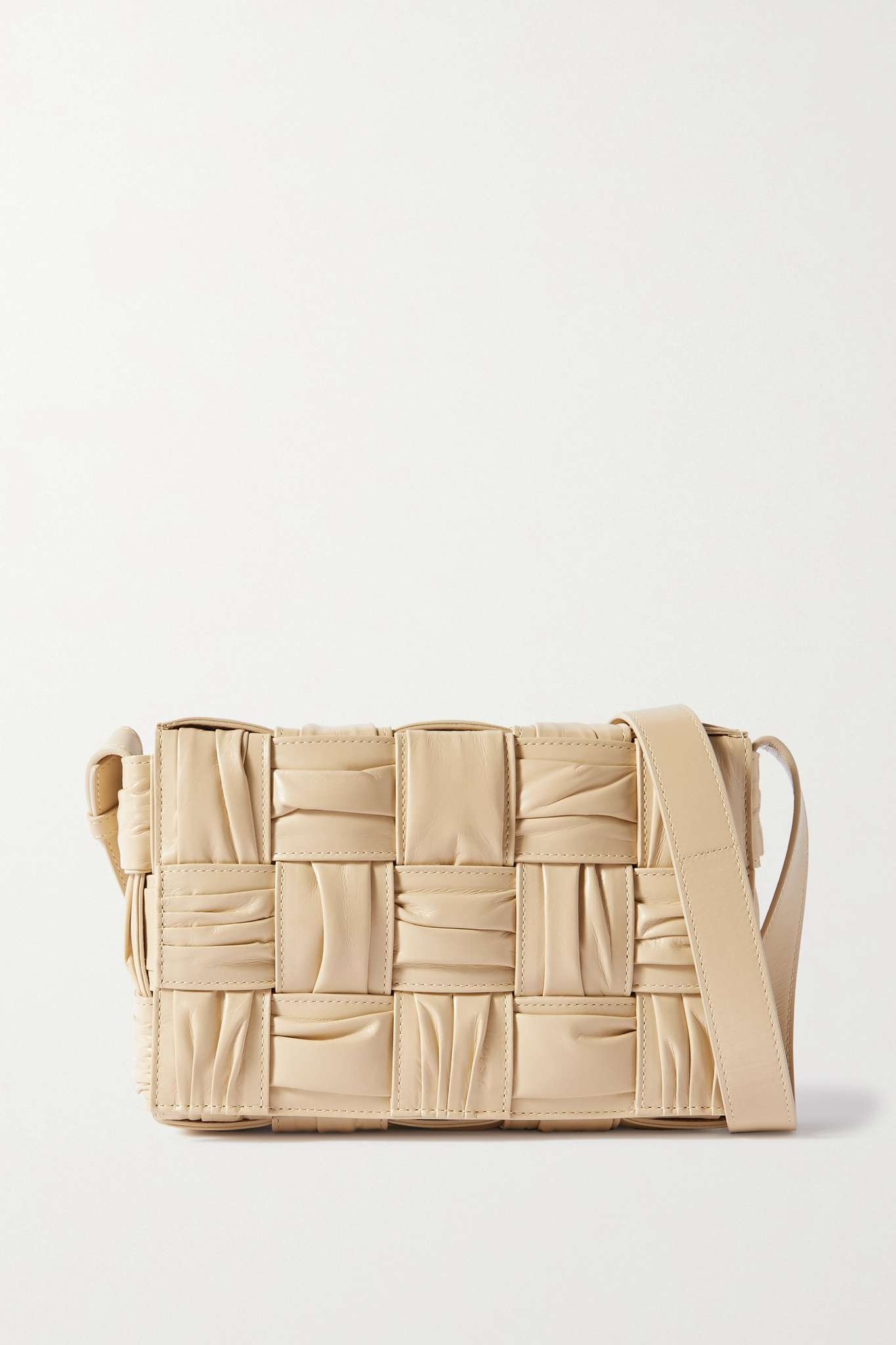 Cassette pleated intrecciato leather shoulder bag - 1