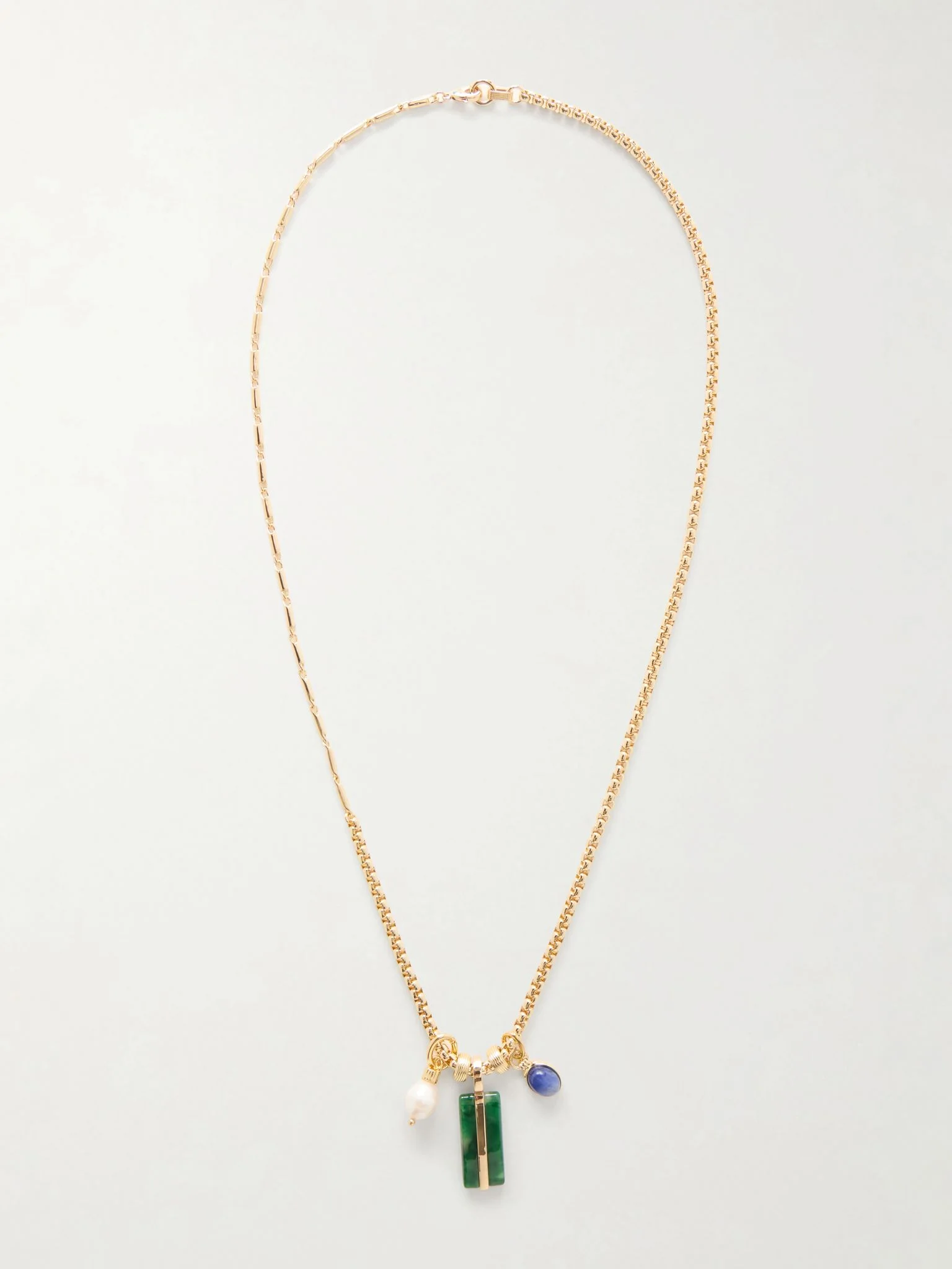 The Stone Bar gold-tone agate, pearl and lapis lazuli necklace Gold - 1