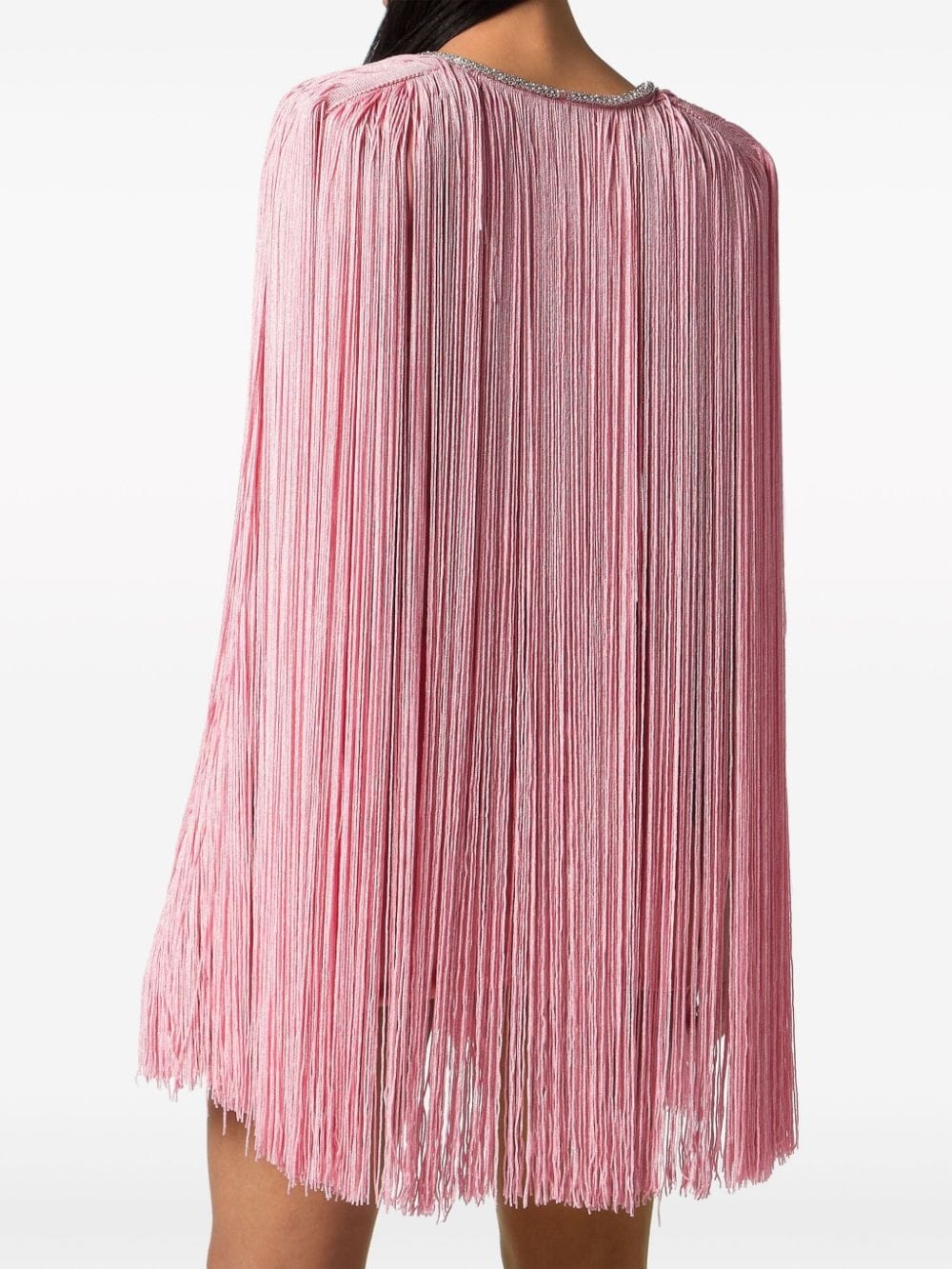 fringed v-neck mini dress - 3