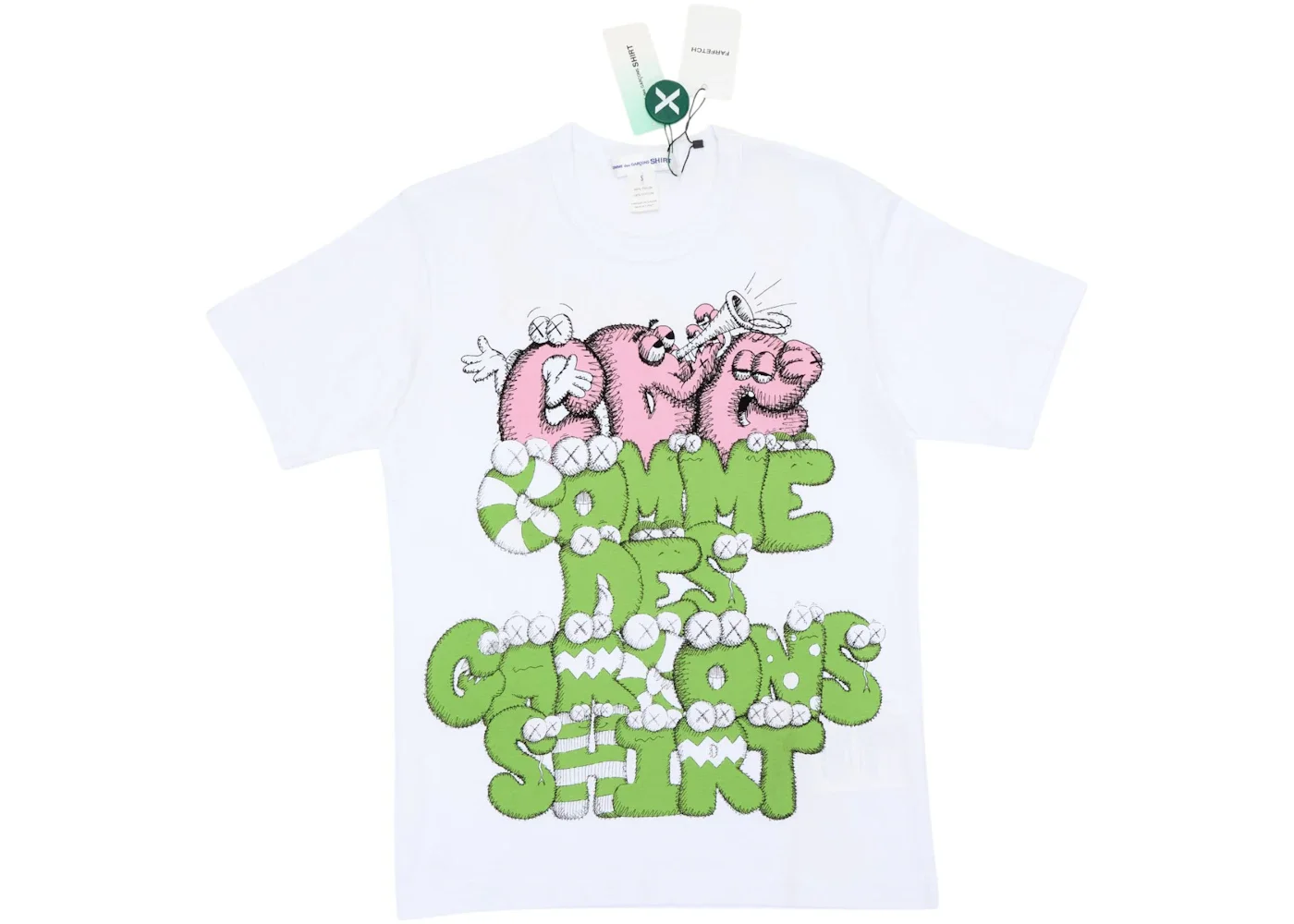 CDG Shirt x KAWS Print T-shirt White/Green/Pink - 1