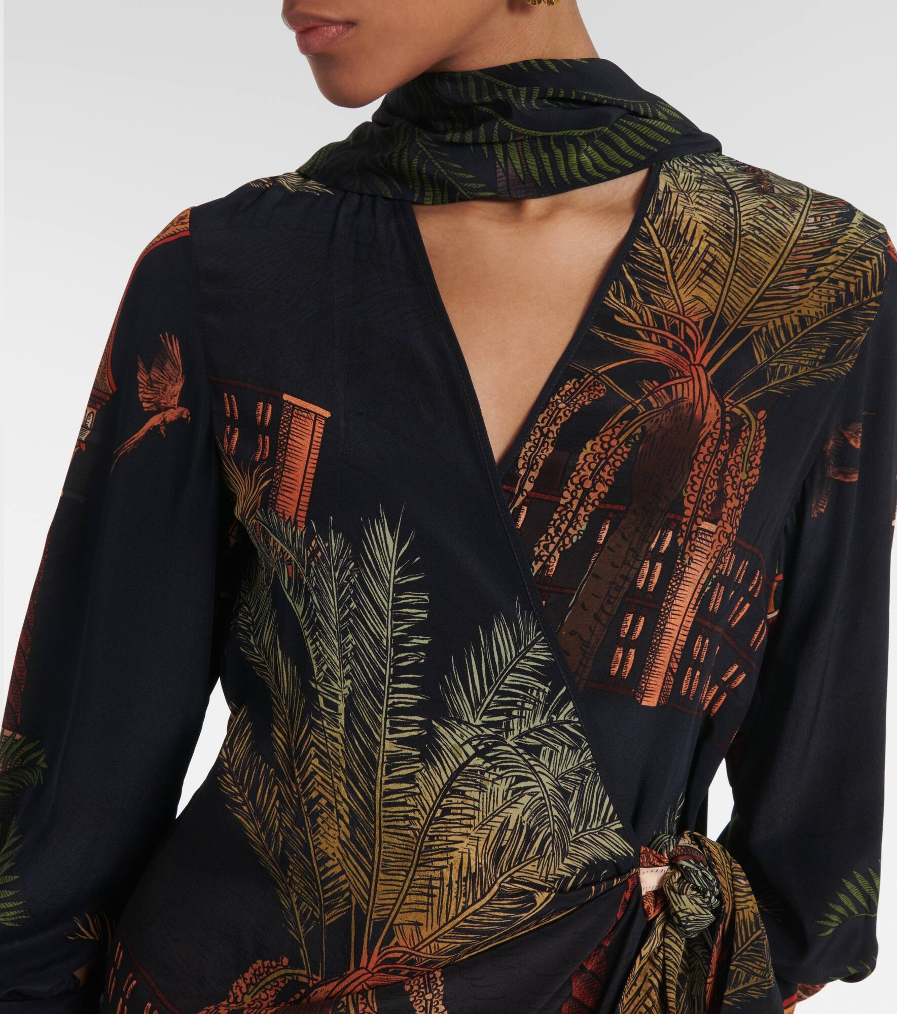 Printed silk wrap dress - 4