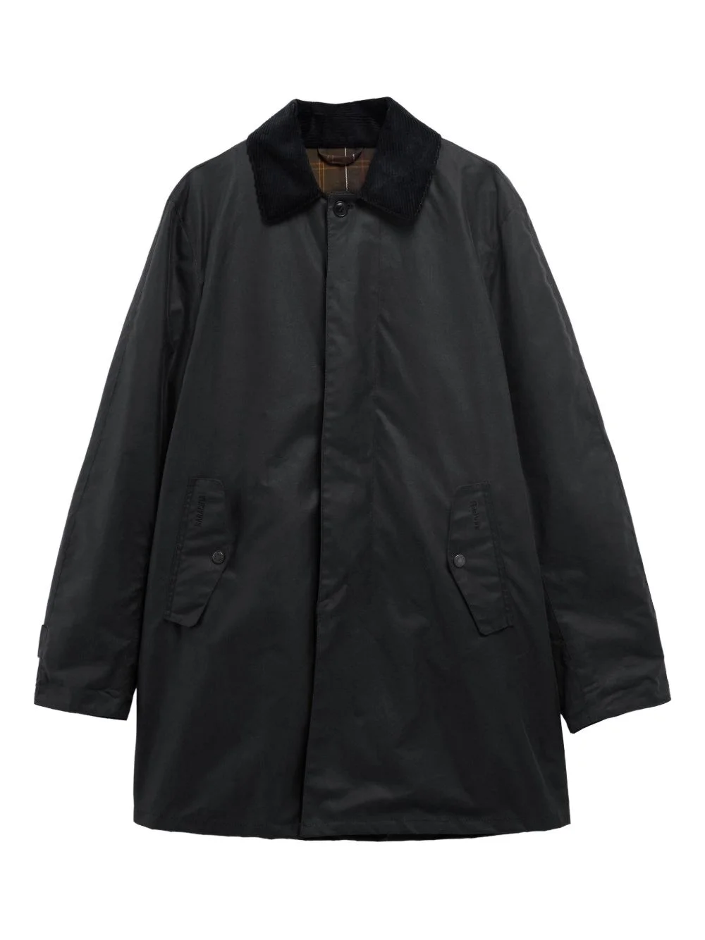 corduroy-collar cotton single-breasted coat - 1