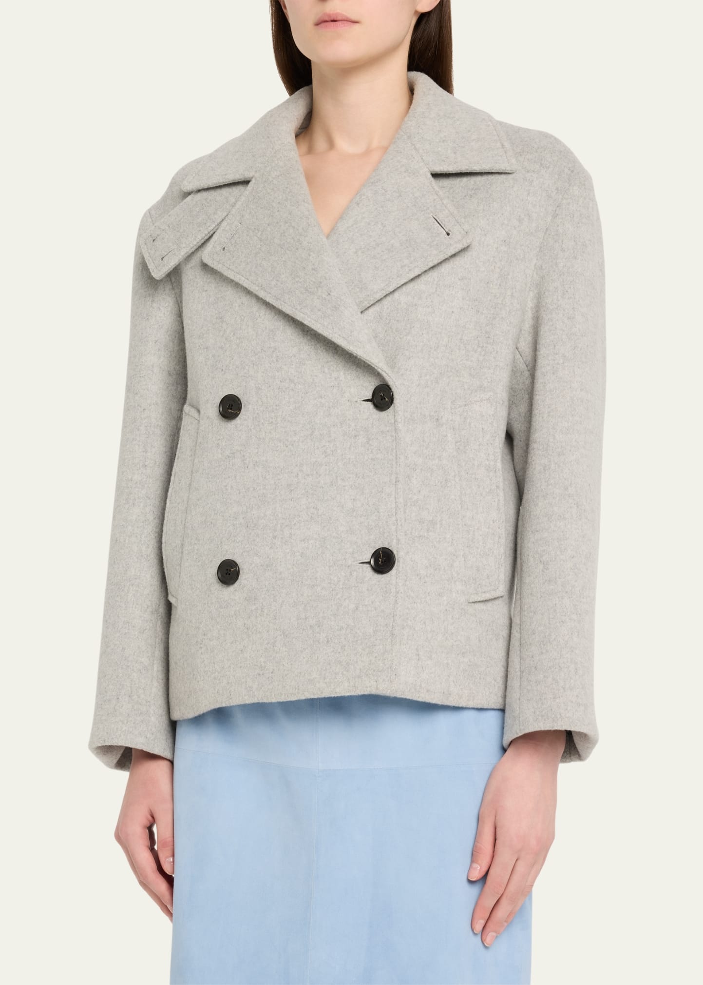 Nola Double-Breasted Brushed Wool Cashmere Jacket - 4