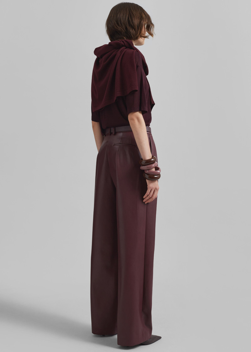 Helsinki Faux Leather Pants - Burgundy 12