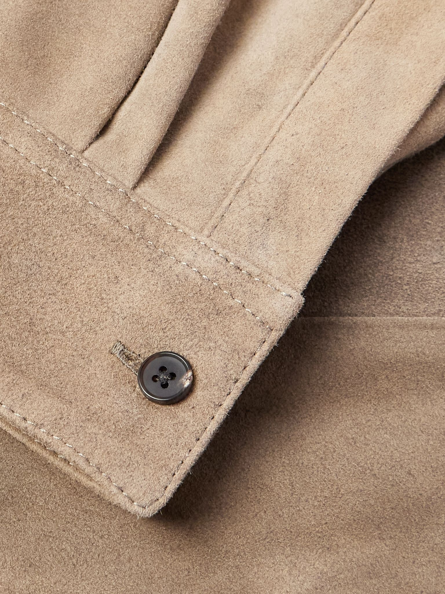 Distressed Suede Shirt Jacket Gray - 6