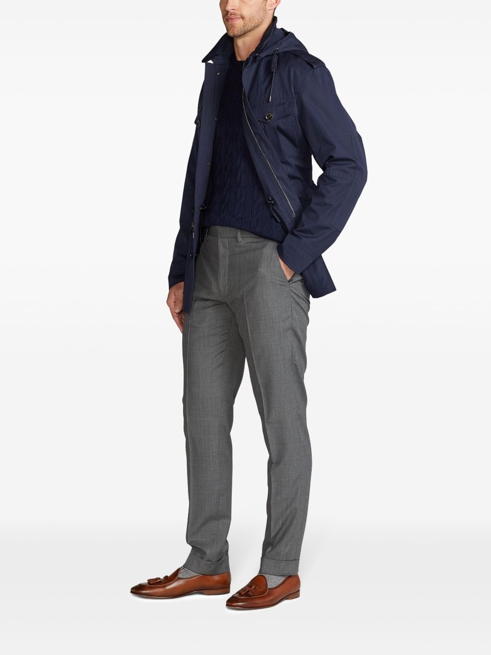 pressed-crease tapered trousers - 2