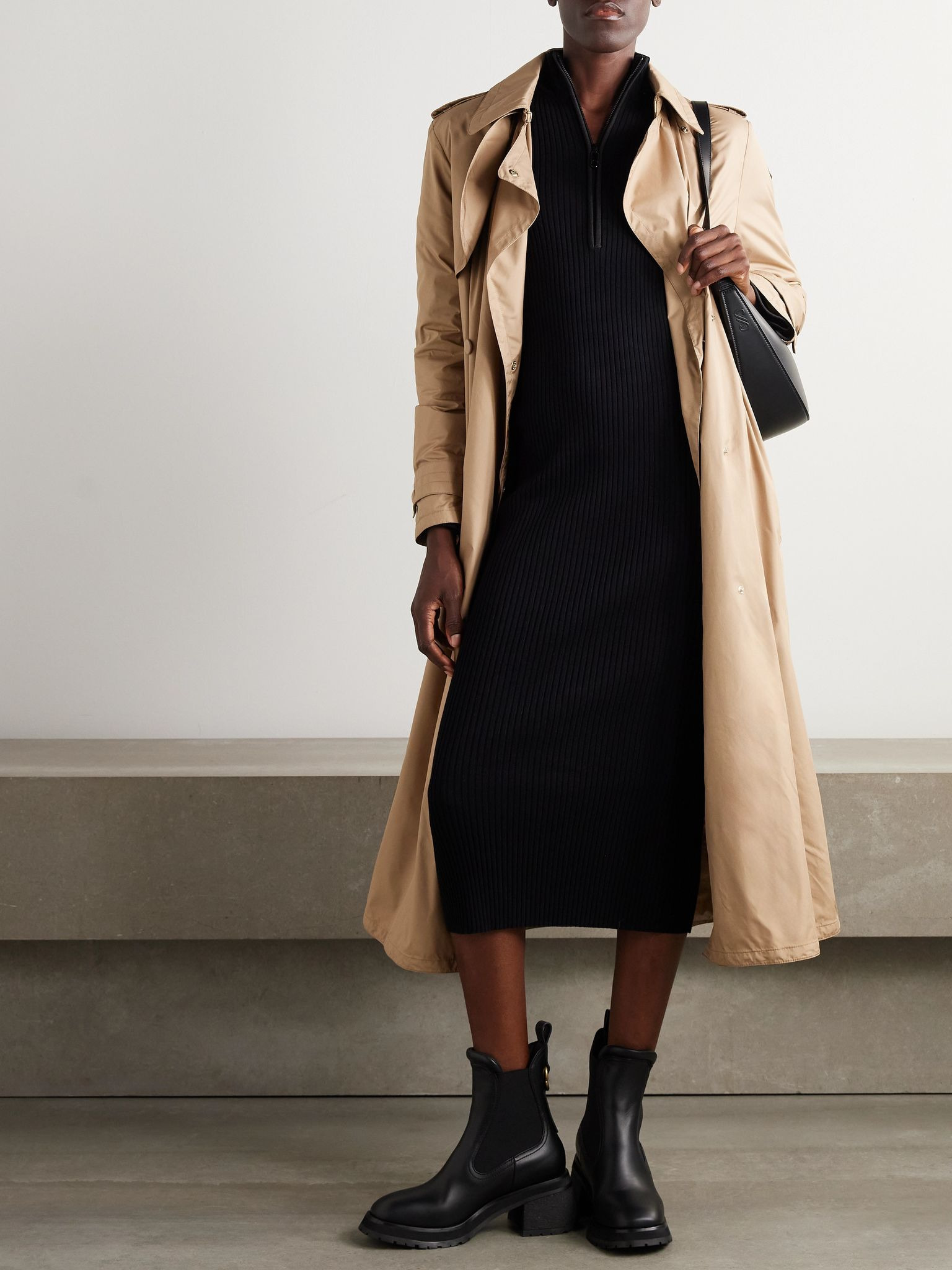 Ribbed-knit midi dress Black - 2