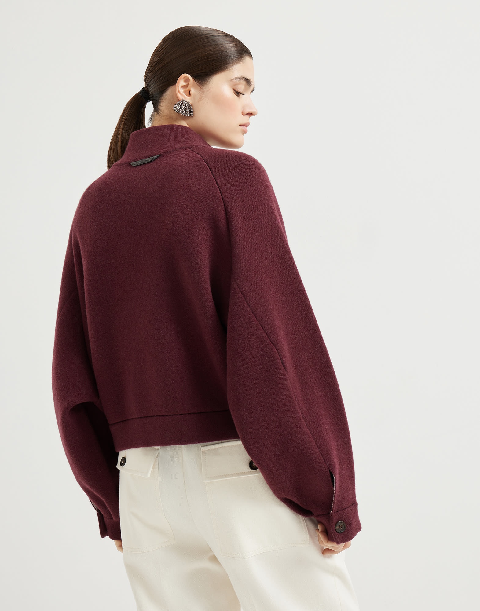 Cashmere double knit outerwear jacket with shiny detail - 2