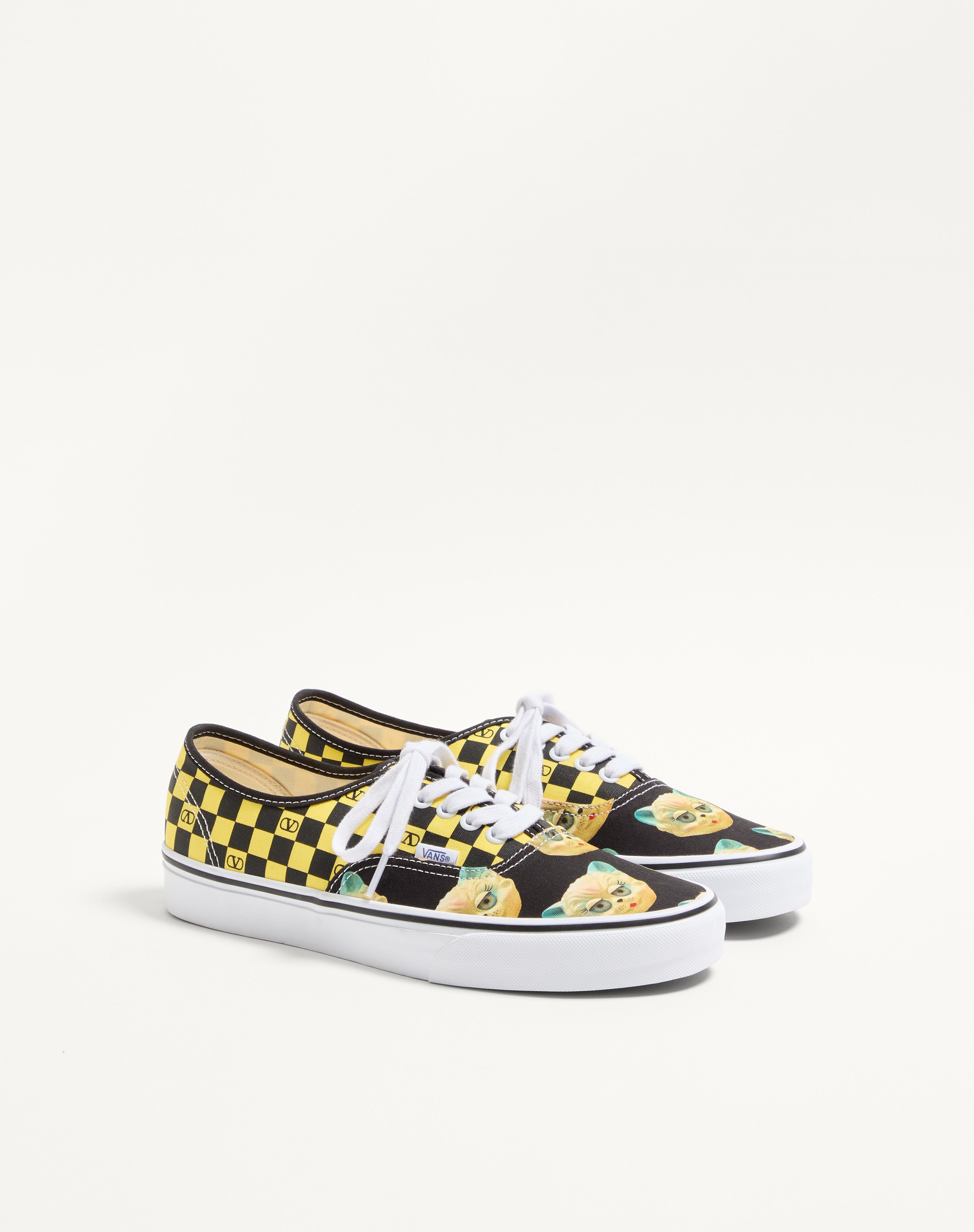 VALENTINO GARAVANI AND VANS LOW-TOP FABRIC TRAINER WITH VLOGO CHECKERBOARD PRINT AND LE CHAT DE LA M - 3