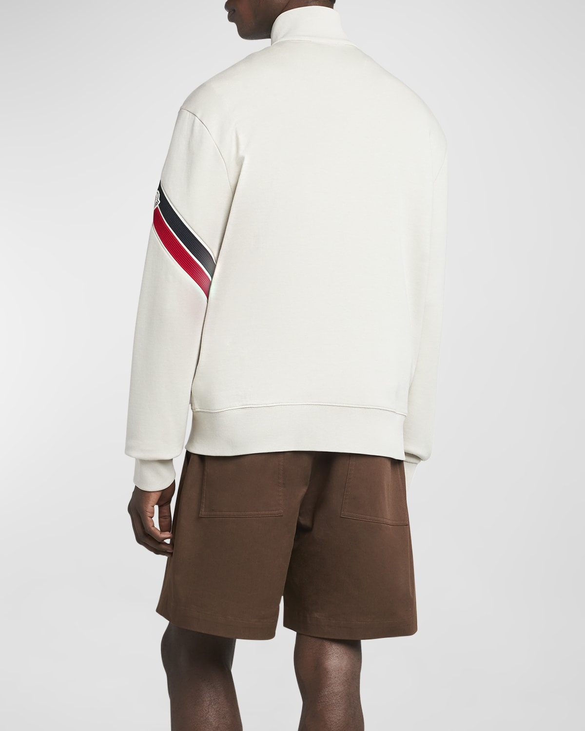 Moncler Men's Zip-Up Jacket with Striped Sleeve
