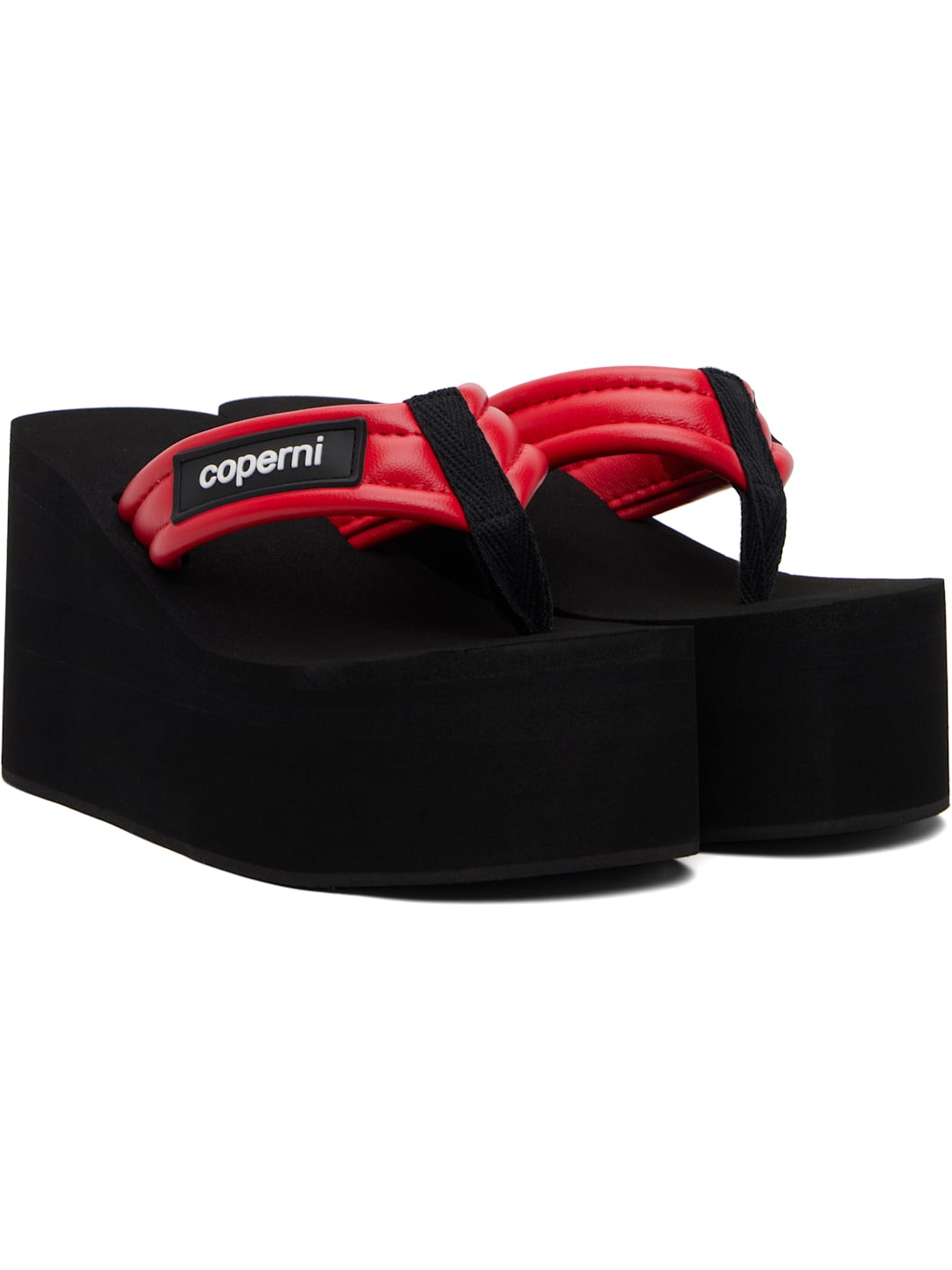 Red Wedge Heeled Sandals - 4