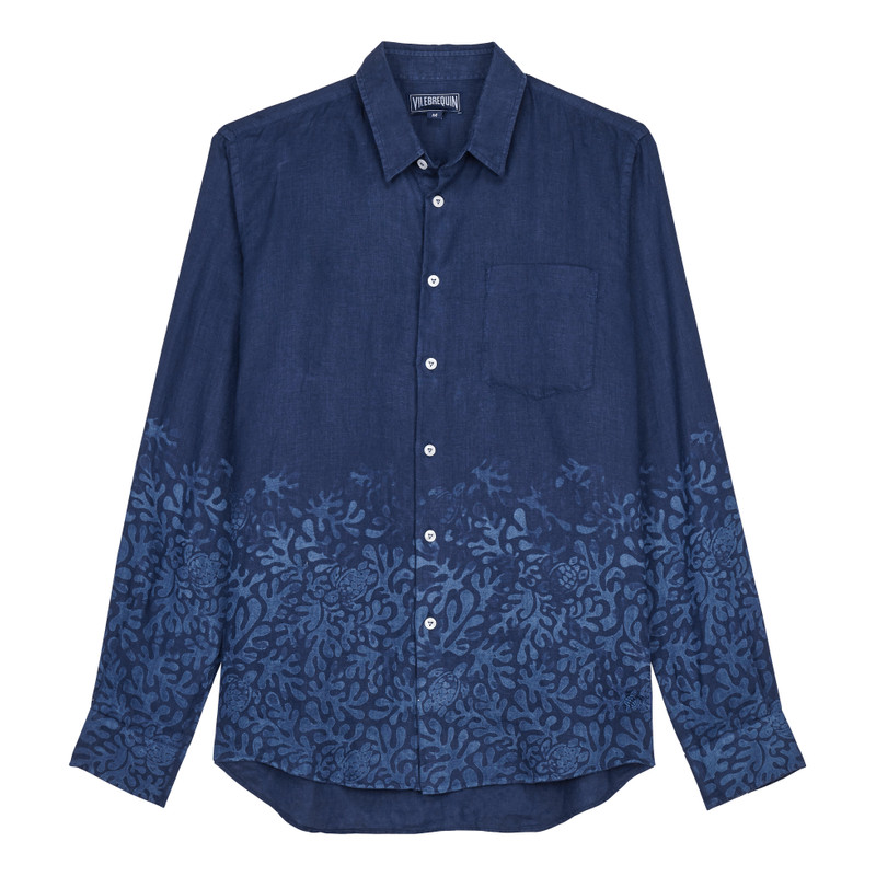 Men Linen Shirt Turtles Splash 1