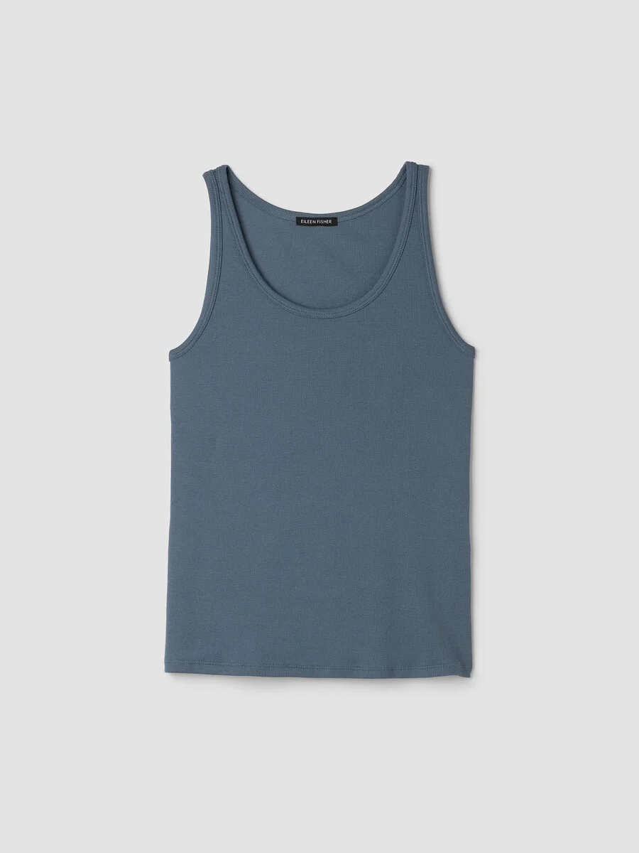 Organic Cotton Stretch Rib Scoop Neck Tank - 1
