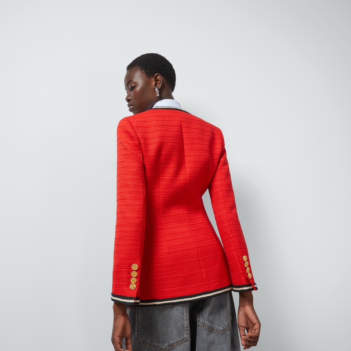 Wool jacket with braided ribbon trim - 6
