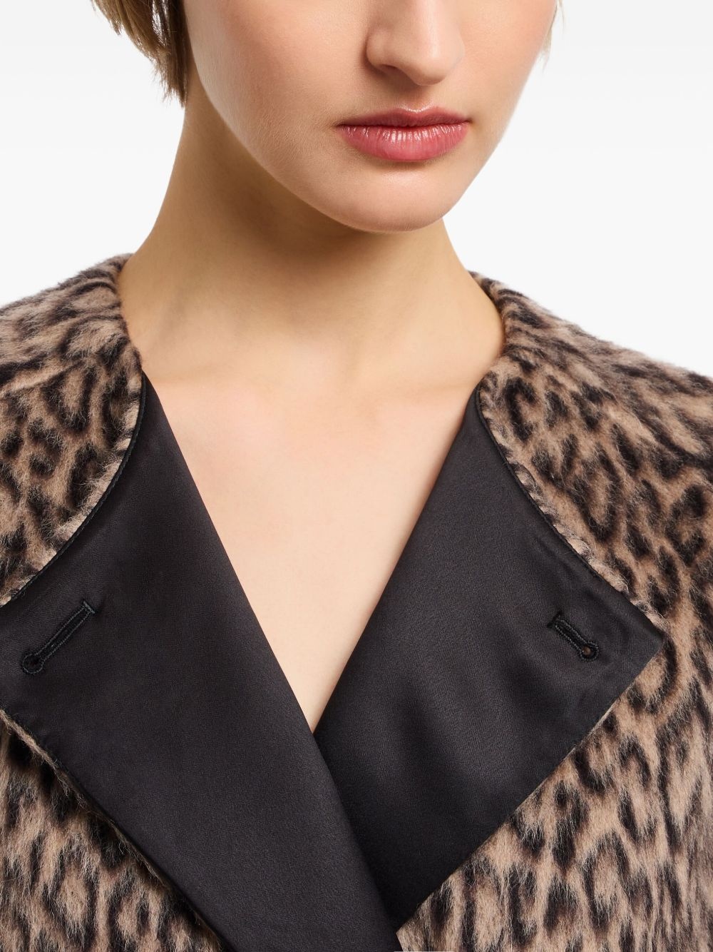 leopard print double-breasted coat - 5