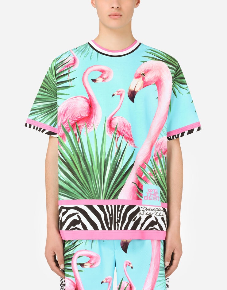 Cotton T-shirt with flamingo print - 6