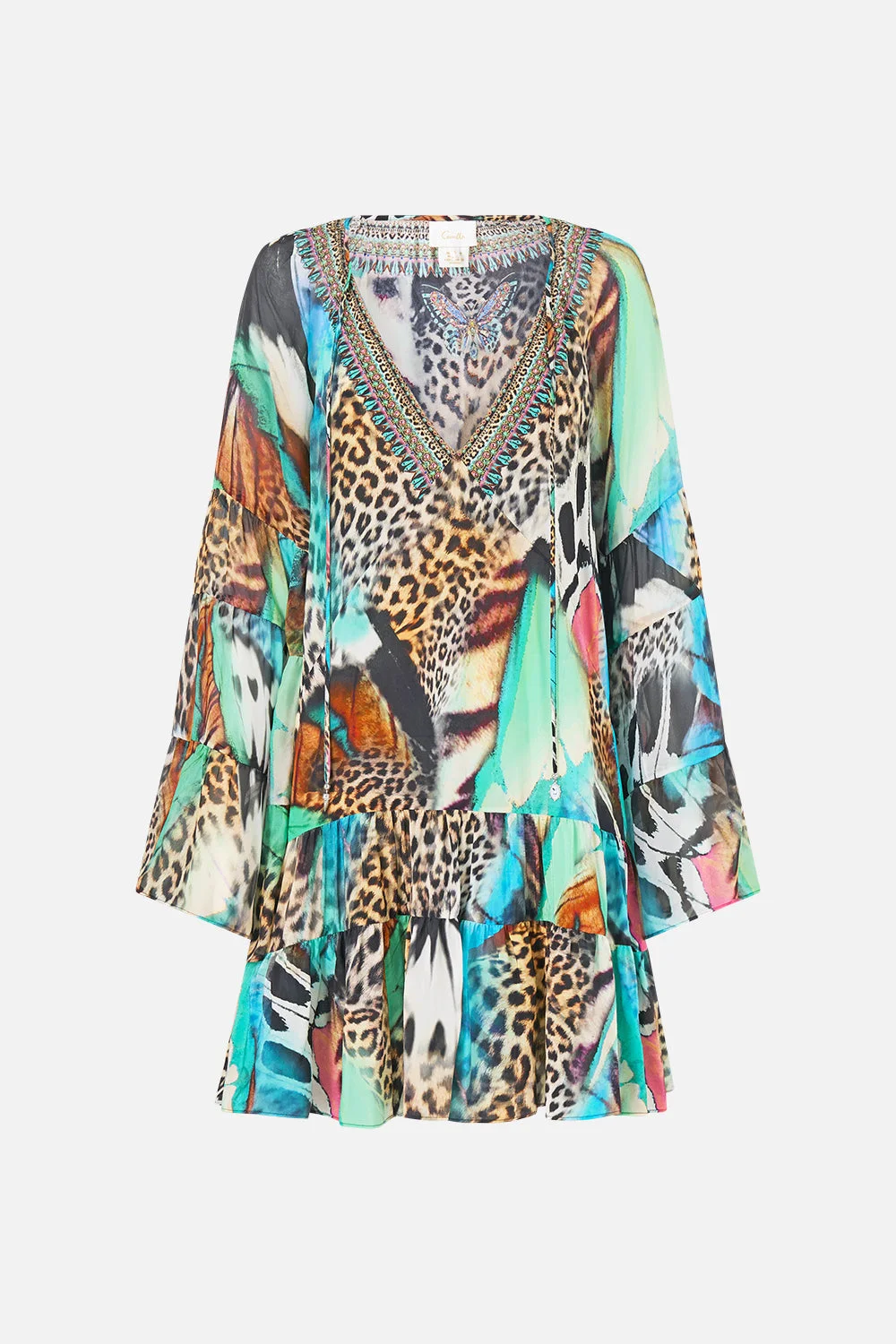 A-LINE GATHERED PANEL DRESS BUTTERFLY BOHEMIA - 1