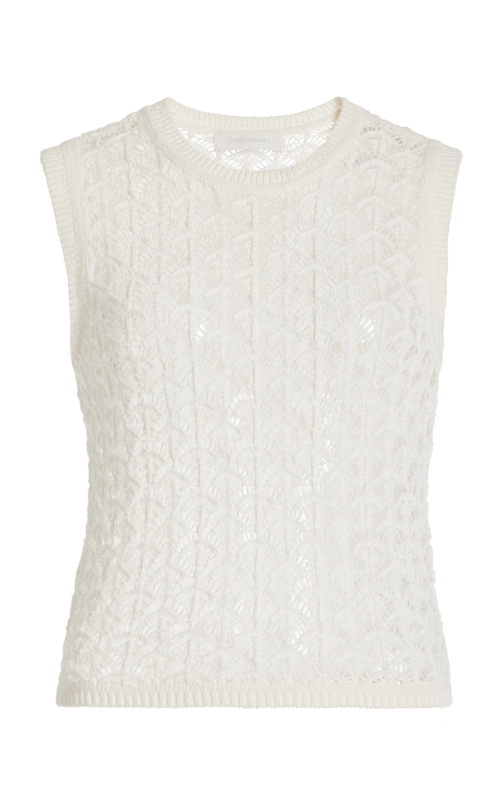 Tシャツ・カットソー ZIMMERMANN WYLIE COTTON CROP TOP ZIMMERMANN Wylie cropped frayed cotton-terry jacquard top