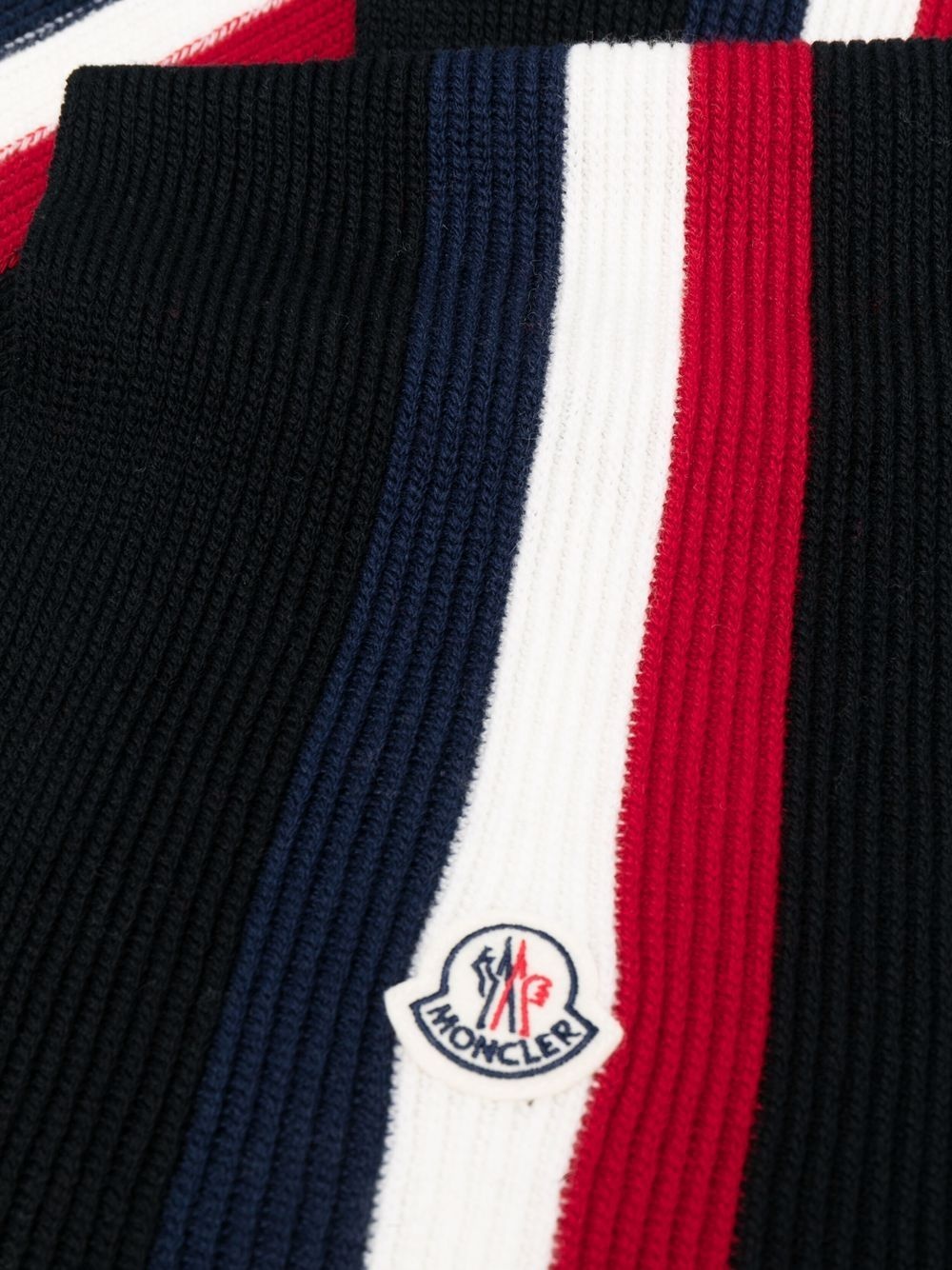 logo-patch knitted scarf - 3